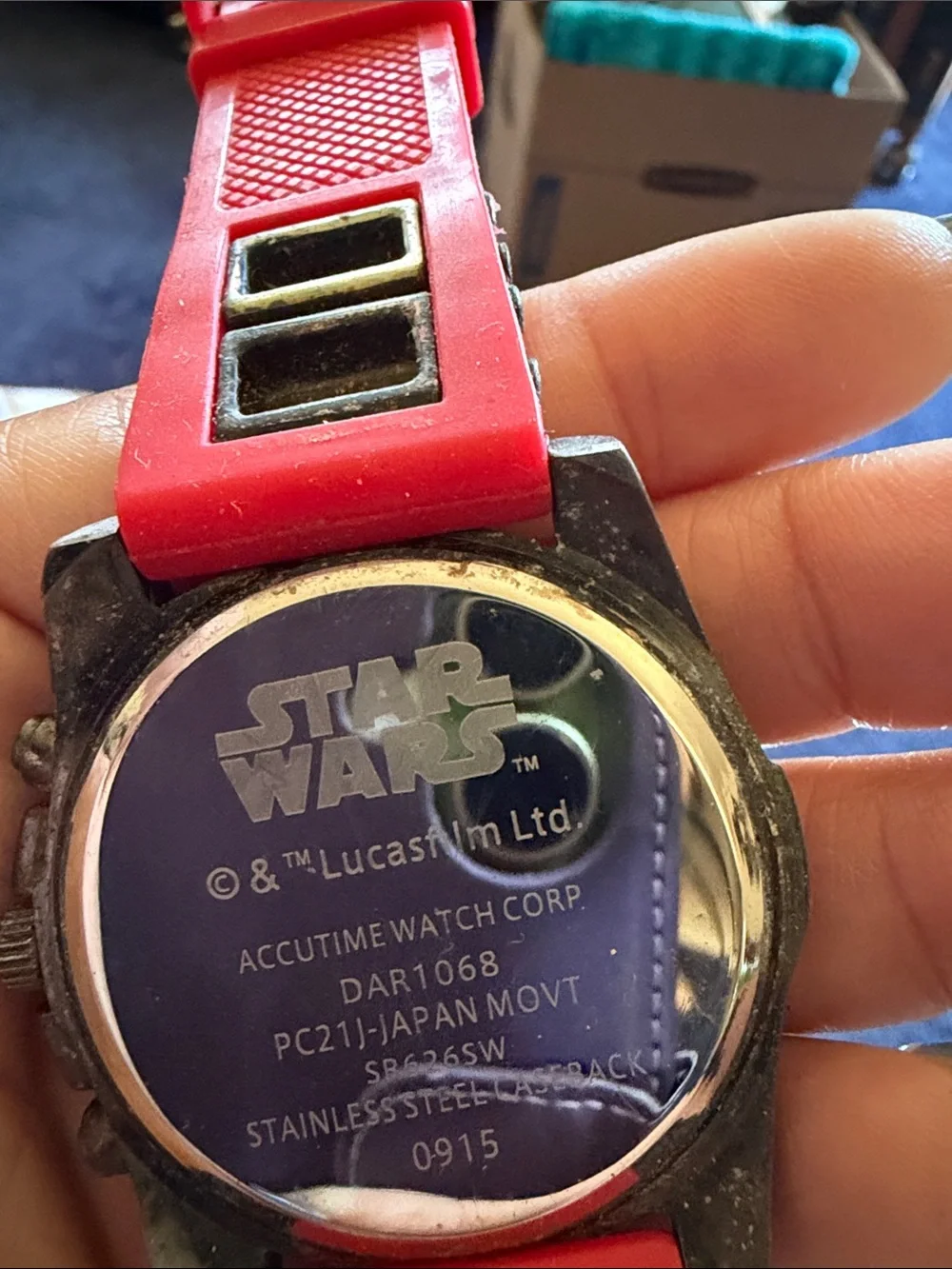 Star Wars Red and Silver Silicone Strap Watch with Themed Dial